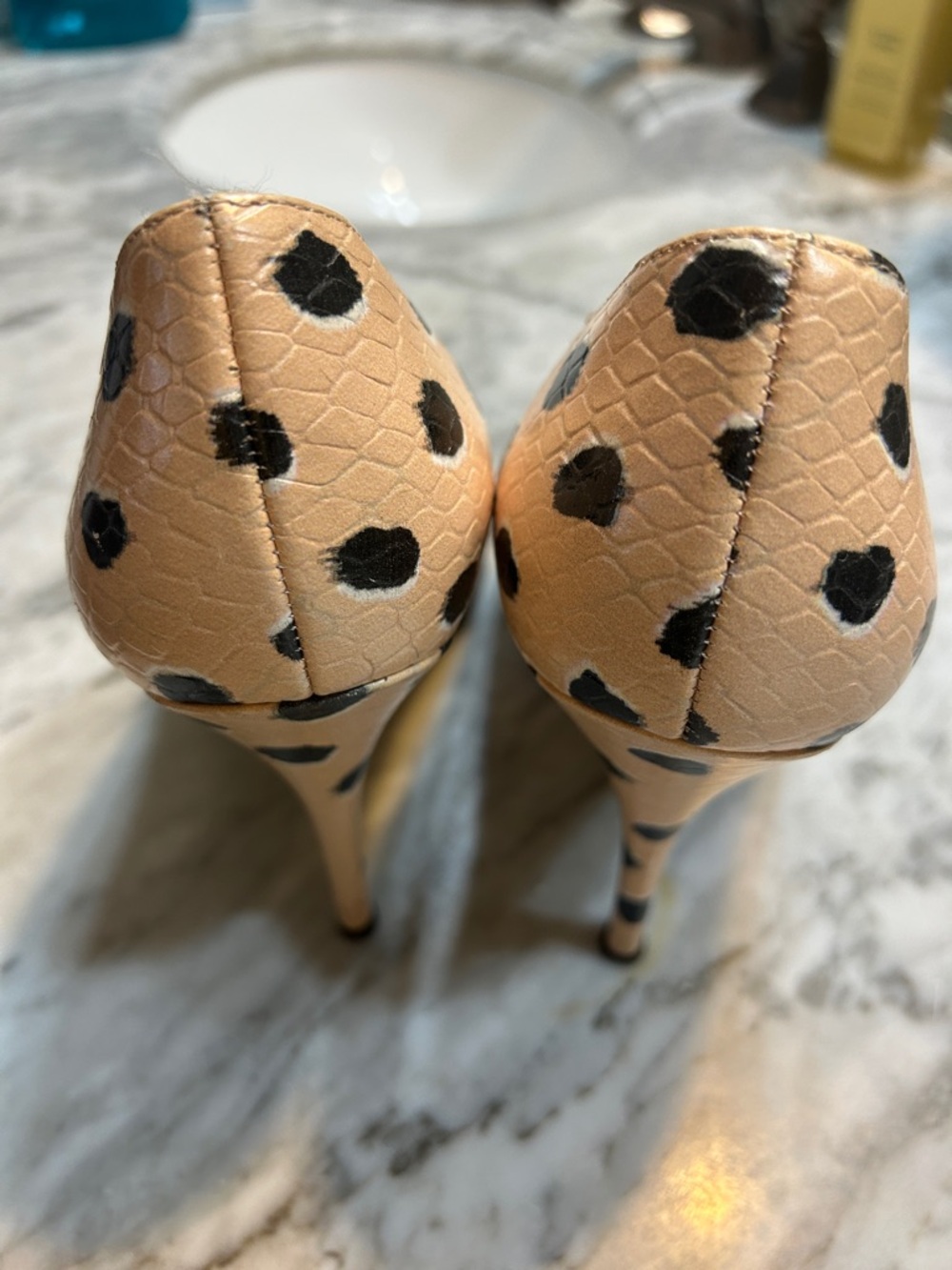 kate spade Tan and Black Leopard-Spot Pointed Toe Pumps - Picture 5 of 10